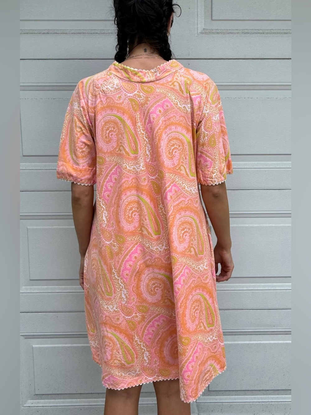 Vintage Psychedelic House Dress Duster Cotton Oversized Maternity Plus Size - Picture 9 of 15